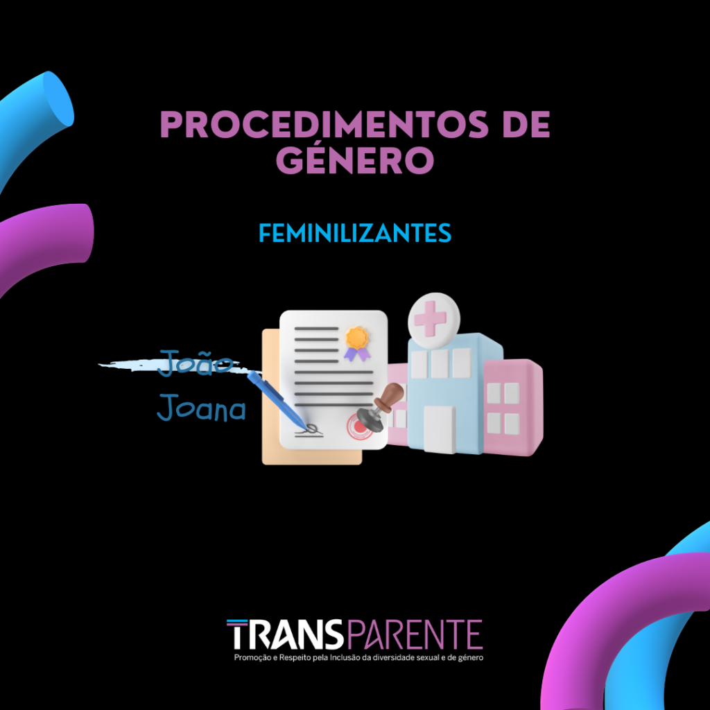 fundo preto com texto a rosa: procedimentos de género feminino ou feminilizantes
